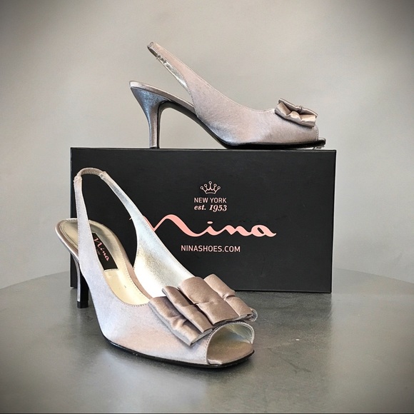 Nina Shoes - Nina Royal Silver Sling Back Heels